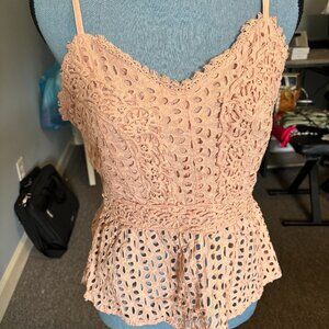 JAPSA LADIES SIZE L  HALTER TOP WITH ADJUSTBLE STRAPS PEACH ELASTIC BACK